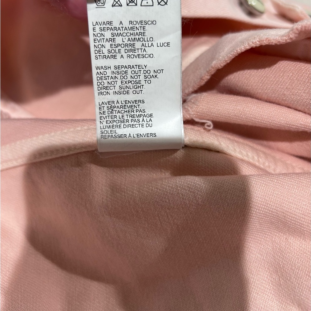 Dondup Italian Designer Light Pink Distressed Denim Jacket Size Small NWT Casual - Picture 10 of 10